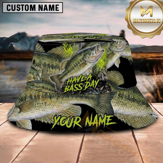 Maxcorners Fishing Blue Yellow Sport Water Splash Personalized 3D Bucket Hat (13 Fish Species)