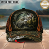 Maxcorners Fishing Forest Camo Orange Trim Personalized 3D Cap (12 Fish Species)