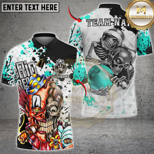 Maxcorners Skull Bowling Strike Horror Style Multicolor Customized Name, Team Name 3D Shirts