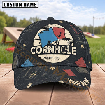 Maxcorners Cornhole Retro Boards & Bags Logo Design Personalized Name 3D Cap