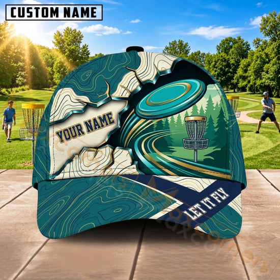 Maxcorners Disc Golf Mountain Flying Disc Basket Personalized Name 3D Cap