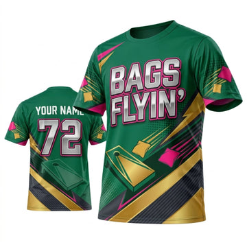 Maxcorners Cornhole Bags Flyin Green Red Geometric Personalized Name 3D Unisex Shirt