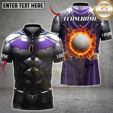 Maxcorners Darts Black Purple Muscular Armor Blazing Fire Ring Personalized Name 3D Unisex Shirt