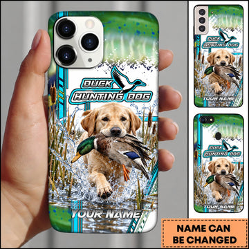 Maxcorners Duck Hunting German Shorthaired Pointer Teal Graphic Marsh Splash Personalized Name 3D Phone Case - Golden Retriever