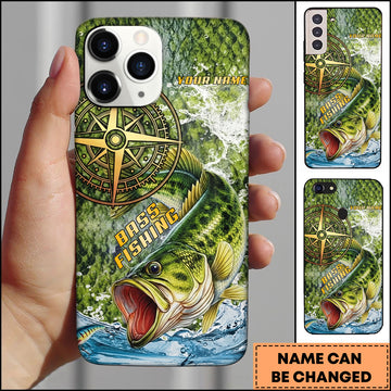 Maxcorner Fishing Compass Water Splash Personalized Name 3D Phone Case (10 Fish Species)