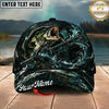 Maxcorners Fishing Dark Ocean Swirl Rod Splash Personalized 3D Cap (12 Fish Species)