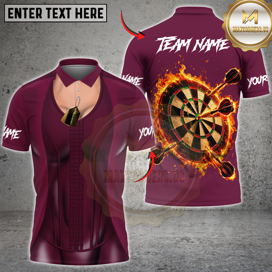 Maxcorners Darts Inferno Bullseye Personalized Name 3D Unisex Shirt