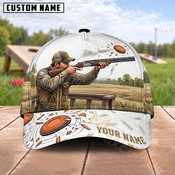 Maxcorners Trap & Skeet Shooting White Field Shooter Personalized Name 3D Cap