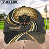 Maxcorners Golf Shield Clubs Gold Wave Personalized Name 3D Cap (6 Colors)