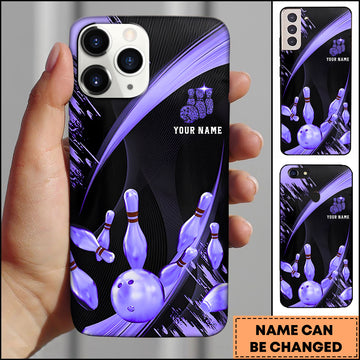 Maxcorners Bowling Pink Strike Ball Pins Multicolor Personalized Name 3D Phone Case