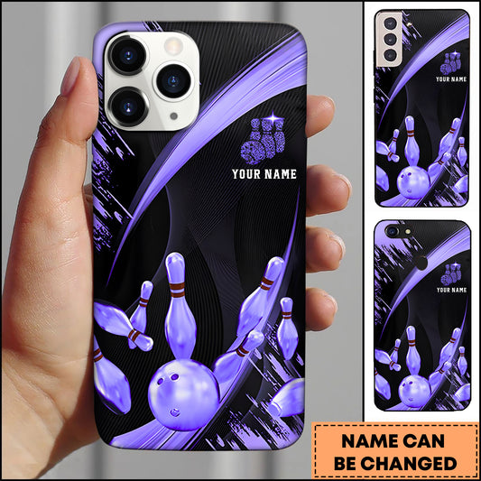 Maxcorners Bowling Pink Strike Ball Pins Multicolor Personalized Name 3D Phone Case