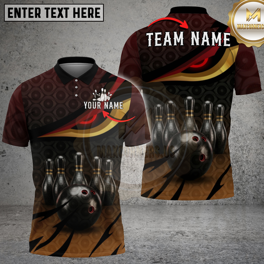 Maxcorners Bowling Ball Strike Fierce Red Eye Multicolor Options Personalized Name, Team Name 3D Shirt (4 Colors)