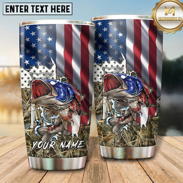 Maxcorners Fishing Tumbler American Flag Eagle Design Personalized Name Tumbler (13 Species)