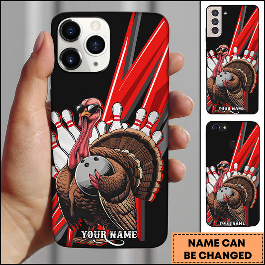 Maxcorners Bowling Cool Turkey with Sunglasses Personalized Name 3D Phone Case