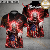 Maxcorners Golf Lightning US Flag Skull Design Personalized Name, Team Name 3D Shirt (4 Colors)