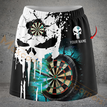 Maxcorners Darts Skull Splatter Dartboard Personalized 3D Skirts With Shorts