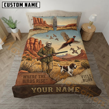 Maxcorners Upland Bird Hunting Canyon Field Quote Bedding Set 3D Print Custom Name