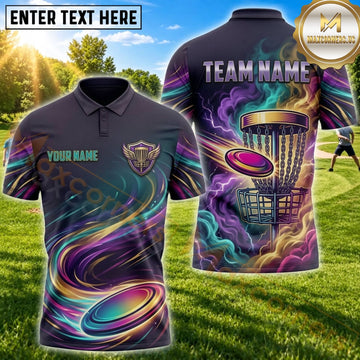 Maxcorners Disc Golf Neon Galaxy Flying Disc Personalized Name 3D Unisex Shirt