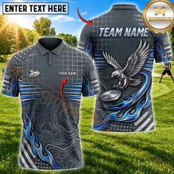 Maxcorners Disc Golf Flying Disc & Eagle Graphic with Dynamic Wave Motion Design Multicolor Customized Name, Team Name 3D Shirts