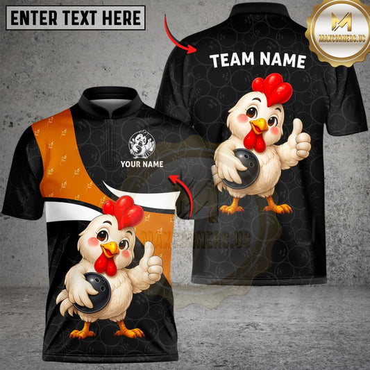 Maxcorners Bowling Happy Chick Customized Name, Team Name 3D Shirt