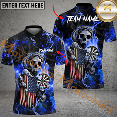 Maxcorners Darts Skull Reaper Thunder Lightning MultiColor Option Customized Name, Team Name 3D Polo Shirt