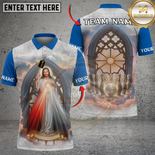 Maxcorners Bowling And Pins Jesus Heavenly Lanes Religious Customized Name, Team Name 3D Shirt (4 Colors)