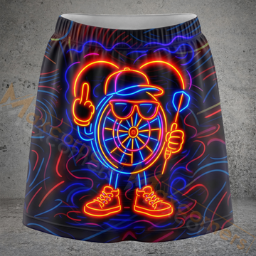 Maxcorners Darts Neon Cool Dartboard Mascot Personalized 3D Skirts With Shorts