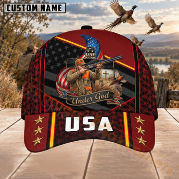 Maxcorners Upland Bird Hunting Under God USA Hunter Personalized Name 3D Cap