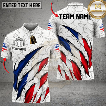 Maxcorners Bowling France Flag Eagle Claw Scratch Personalized Name 3D Unisex Shirt
