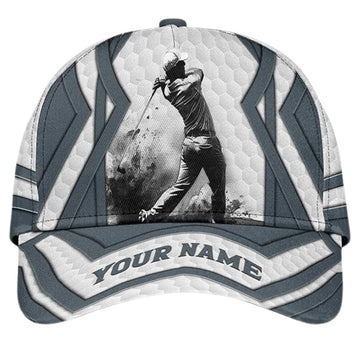 Maxcorners Personalized Name Golf 3D Baseball Cap For Golf Lovers, Custom Golf Caps Hats LM0402