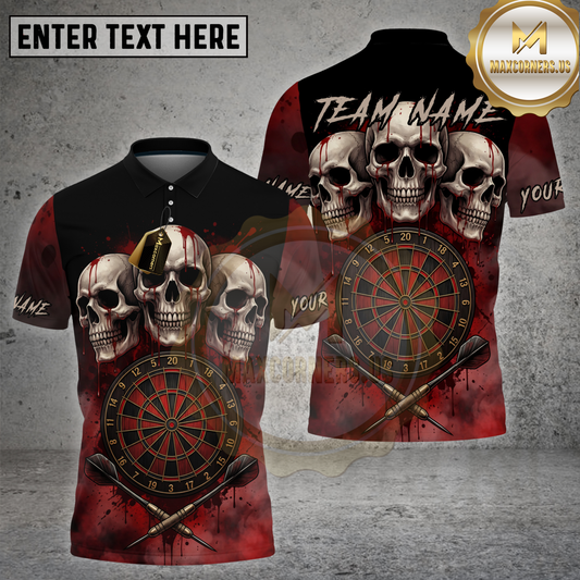 Maxcorners Dart Triple Skull Dark Blood Dartboard Multicolor Options Personalized Name, Team Name 3D Shirt (4 Colors)