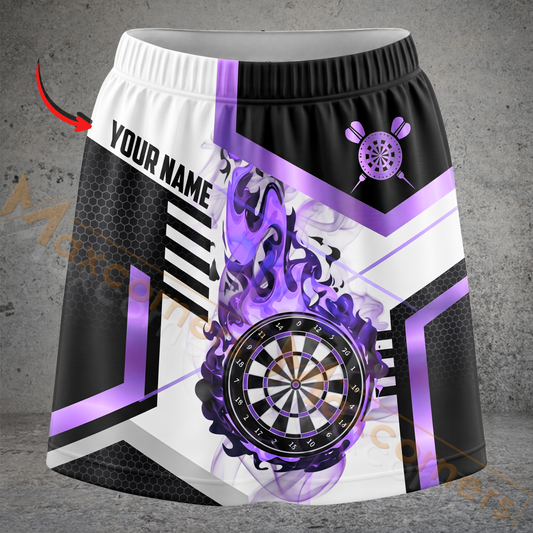 Maxcorners Darts Black Gold Flaming Dartboard Geometric Personalized 3D Skirts With Shorts