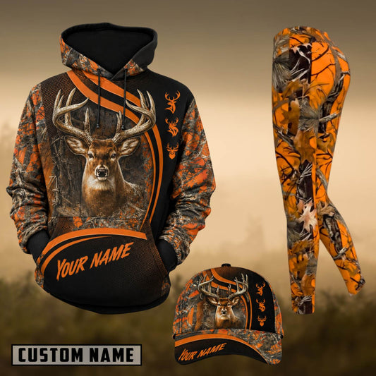 Maxcorners Hunting Whitetail Deer Orange Camo Personalized 3D Shirts