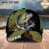 Maxcorners Fishing Olive Black Grunge Water Splash Personalized Name 3D Cap (12 Fish Species)
