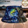 Maxcorners Fishing Blue Smoke Hook Personalized Name 3D Bucket Hat (12 Fish Species)