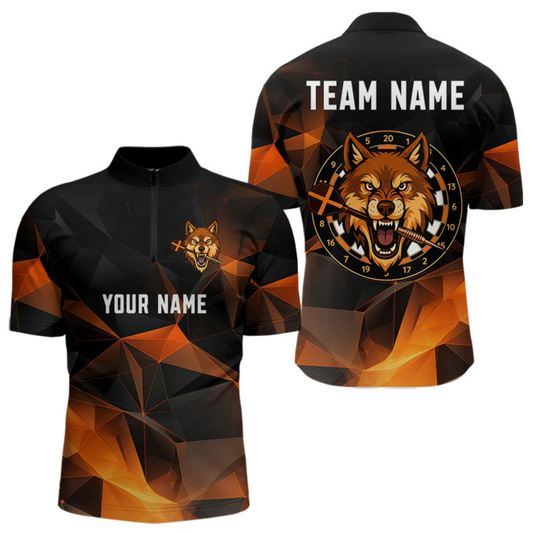 Maxcorners Orange Abstract Pattern Custom Wolf Dartboard Dart Shirt For Men, Dart Jerseys LM154