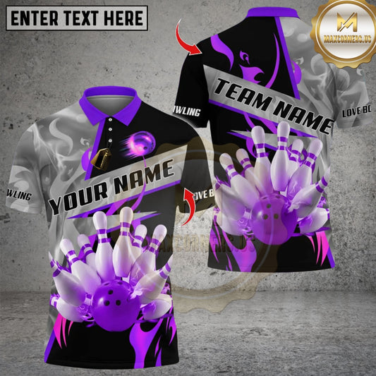 Maxcorners Bowling Smoking Multicolor Customized Name, Team Name 3D Shirts