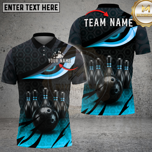 Maxcorners Bowling Ball Strike Fierce Red Eye Multicolor Options Personalized Name, Team Name 3D Shirt (4 Colors)
