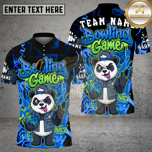 Maxcorners Bowling Panda Graffiti Street Art Multicolor Options Personalized Name, Team Name 3D Shirt (4 Colors)