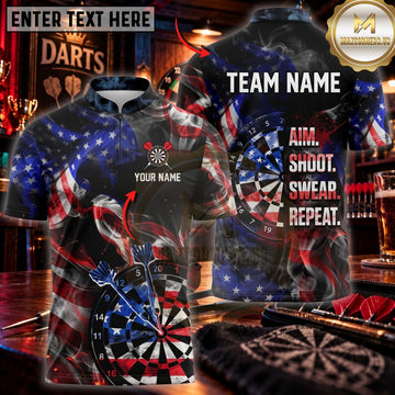 Maxcorners Darts & Patriotic Skull Dartboard Graphic Customized Name, Team Name 3D Shirts