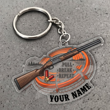 Maxcorners Clay Shooting Pull Break Repeat Shotgun And Clay Target Customized Name 3D Keychain And Ornament