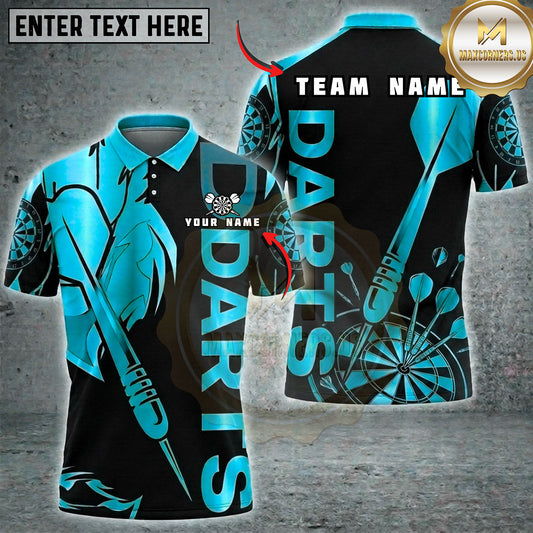 Maxcorners Golden Darts Luxury Typography Abstract Dartboard Multiple Options Personalized Name, Team Name 3D Shirt