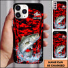 Maxcorners Red Camo Water Splash Personalized Name Phone Case (13 Fish Species)