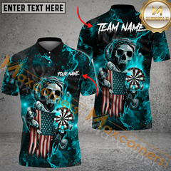Maxcorners Darts Skull Reaper Thunder Lightning MultiColor Option Customized Name, Team Name 3D Polo Shirt