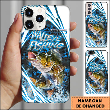 Maxcorners Walleye Fishing Neon Water Splash Personalized Name 3D Phone Case