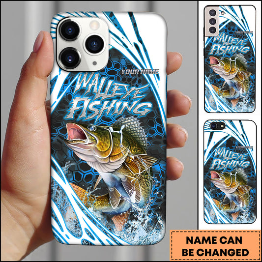 Maxcorners Walleye Fishing Neon Water Splash Personalized Name 3D Phone Case