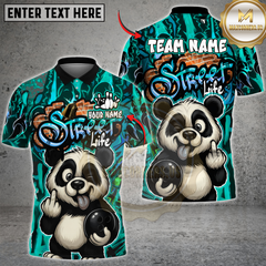 Maxcorners Funny Cool Panda With Bowling Multicolor Customized Name, Team Name 3D Shirts