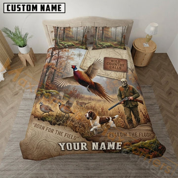 Maxcorners Pheasant Hunting Patchwork Rustic Scene Bedding Set 3D Print Custom Name