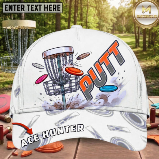 (7 Colors) Maxcorners Disc Golf Putt Chain Basket Ace Hunter Personalized Name 3D Cap LM3009