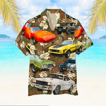 Maxcorners Personalized Muscle Car Hawaiian Shirt, Floral Pattern Custom Photo Car Aloha Shirts (Up to 5 photos)